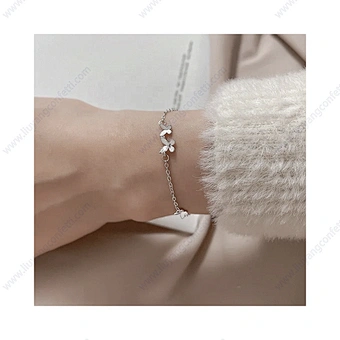 Women 925 Silver Diamond-studded Butterfly Bracelet Fashion Temperament Flower Adjustable Necklace Pendant Sterling Jewellery