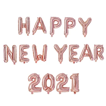 Rose Gold Silver Number Merry Christmas Eve Party Decor Helium Noel Foil Digit Globos Decoration 2023 Happy New Year Balloon