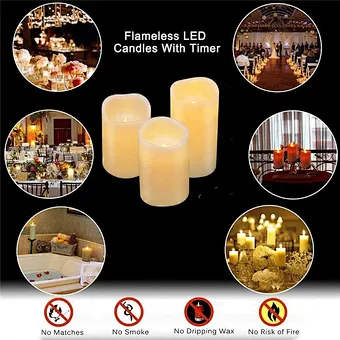 set of 9 Remote Control with Battery Operated Decorative Led Candles Real Wax Pillar Flameless Candles Lights