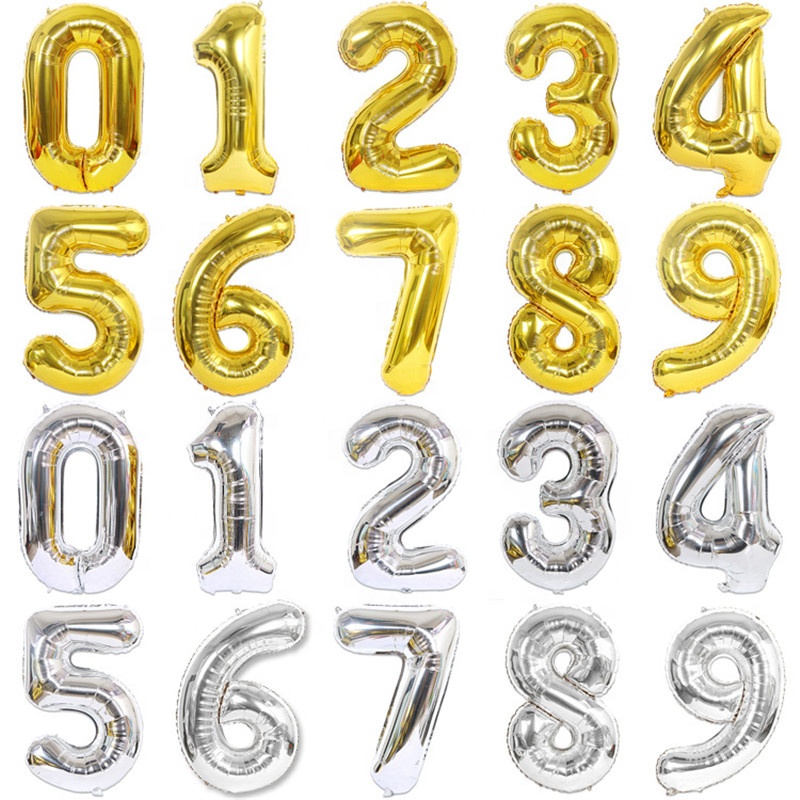16 32 40 Inch Digital Happy Birthday Foil Balloons Air Number Balloon Figures Birthday Wedding Baby Shower Party Decorations