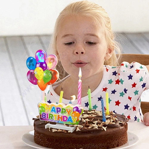 Light Celebrate Color Letter Music Globos Unique Musical Fancy Banner Balloon Cake Topper Party Decoration Happy Birthday Candle