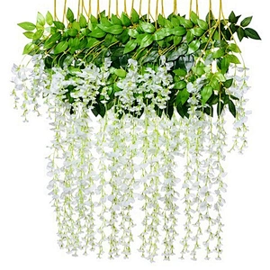 12Pcs Wisteria False Silk Wreath Arch Wedding DIY Family Garden Office Party Decoration Pendant Wall Decoration