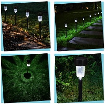 Solar Light Led Garden Pathway Warm White Multiple Landscape Lawn Patio Yard Walkway Stainless Steel Outdoor Waterproof Lamp