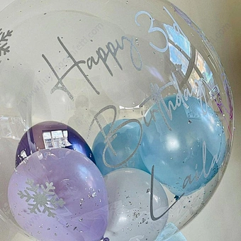 20inch Wholesale Round rose flower led Clear Transparent Balloons Wide Mouth Bubble BOBO Balloon For Birthday Party Supplies