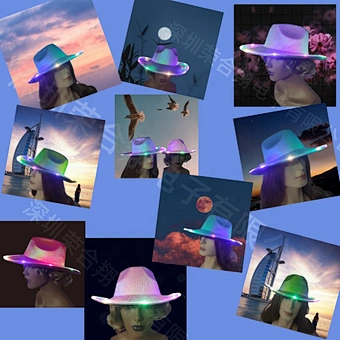 Colorful LED Light Up Hat Adult Cowboy Cowgirl Hat for Halloween Christmas Party EDC Cosplay costume Hats