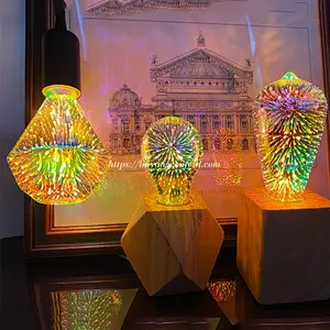LED Edison Bulb E27 3D Fireworks Decor 6W 220V Retro Filament Light Holiday Wedding Lighting ST64 A60 G80 G95 Decorative Lights