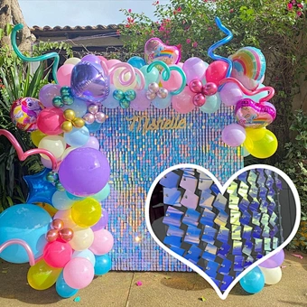 Color Silver Gold Sequin Round Square Shimmer Wall For Decoration 4d Panels Sequins Backdrop Custom Logo Ballon Party Decoration