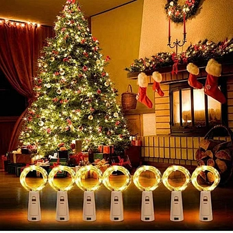 Christmas New year Decor LED Wine Bottle Cork Copper Wire Fairy Lights Led String Battery Operated Outdoor Solar Fairy Lights