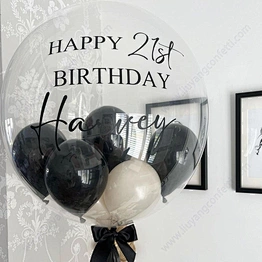 20inch Wholesale Round rose flower led Clear Transparent Balloons Wide Mouth Bubble BOBO Balloon For Birthday Party Supplies