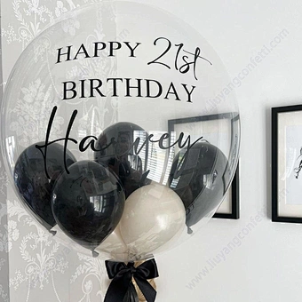 20inch Wholesale Round rose flower led Clear Transparent Balloons Wide Mouth Bubble BOBO Balloon For Birthday Party Supplies