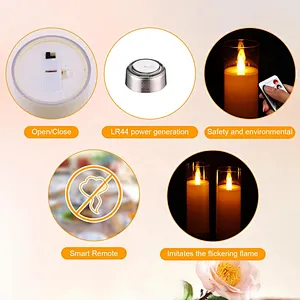 flickering battery glass led candles light flameless rechargeable electronic candle with remote control