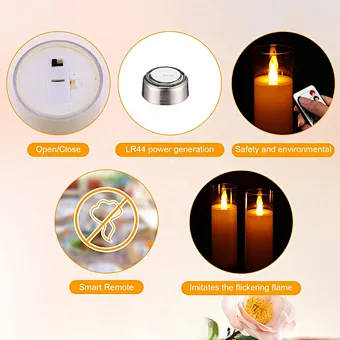 flickering battery glass led candles light flameless rechargeable electronic candle with remote control