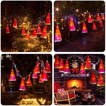 Party Holiday Indoor Outdoor Home Garden Led Fairy String Decoration Santa Claus Xmas New Year Decor Christmas Hat Light