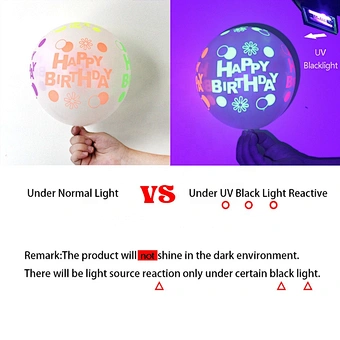 Uv Black Light Reactive Color Fluorescent Balloon Birthday Happy Latex Glow Blacklight Kids Luminous Decor Neon Party Supplies