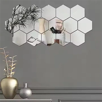 Hot selling home decor colorful hexagon design acrylic waterproof wall stickers 3d home decoration mirror sticker