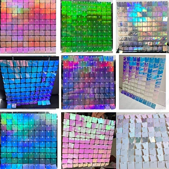 Color Silver Gold Sequin Round Square Shimmer Wall For Decoration 4d Panels Sequins Backdrop Custom Logo Ballon Party Decoration