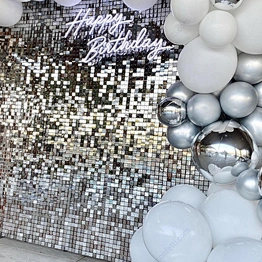 Round Square 4d Panel Backdrop Custom Logo Balloon Gold Color 3d Shimmer Sequin Wall For Wedding Birthday Party Decoration