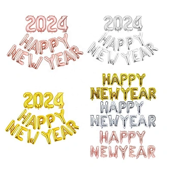 Hot Sale Decoration Set Digit Air Globos Christmas Number Foil Eve Party Supplies Kit Gold Happy New Year 2024 Balloon