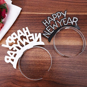 Gold Silver Black Party Supplies 2023 Favors Adult Kids Glitter Letters Hair Hoop Tiara Headband Happy New Year