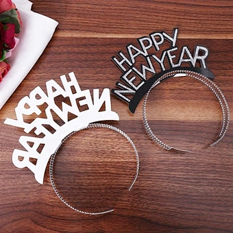 Gold Silver Black Party Supplies 2023 Favors Adult Kids Glitter Letters Hair Hoop Tiara Headband Happy New Year