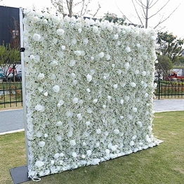 Custom Price Lower 3D Pink White Silk Peony Rose Artificial Flower Wall 8ft x 8ft Hydrengea Backdrop Panel Wedding Decoration