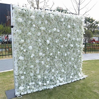 Custom Price Lower 3D Pink White Silk Peony Rose Artificial Flower Wall 8ft x 8ft Hydrengea Backdrop Panel Wedding Decoration