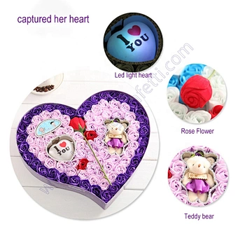 Valentines Day Gifts Rose Box Soap Roses Forever Galaxy Petals Balloons Teddy Bear for Valentine's I Love You Valentine Gift