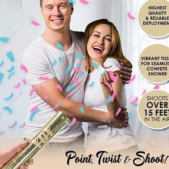 Baby shower Boy or Girl Pink Blue Biodegradable Birthday Wedding Wholesale Gender Reveal Popper Confetti Cannon for Sale
