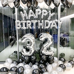 Silver Black Style Foil Letter Number Balloons Baby Shower Helium Ballon Happy Birthday Kids Adult Party Decoration Supplies