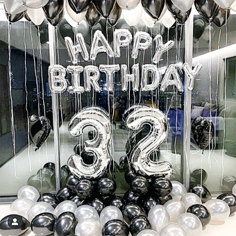 Silver Black Style Foil Letter Number Balloons Baby Shower Helium Ballon Happy Birthday Kids Adult Party Decoration Supplies