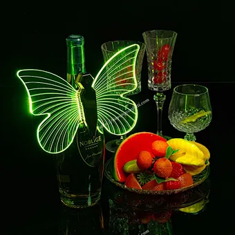 LED luminous butterfly wings champagne head flash stick wine set colorful flash stick bar night light dual use