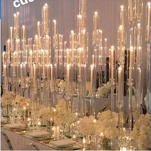 New style 118cm tall Clear acrylic Candle Holders wedding centerpiece crystal 5 arms candelabra for party and mariage decoration