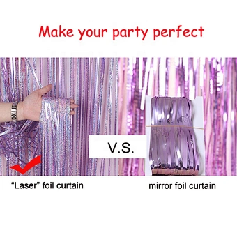 Party Backdrop laser Glitter champagne rose gold Tinsel Fringe Foil Curtain Birthday Wedding Decoration Adult Anniversary Decor