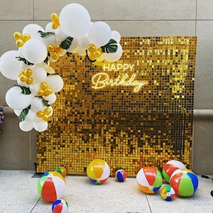 Event Clear Back Panel Premium Silver 3d Black Gold Decoration 4d Party Para Shimmering 4d Metallic Sequin Backdrop Shimmer Wall