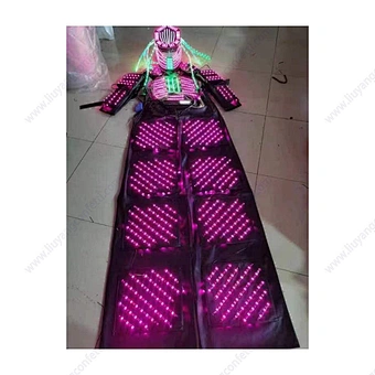 Free Shipping Laser Glove Glasses Led Robot Costume Adult Party Robot Led Suits Stilt Robot with co2 led Cannon gun