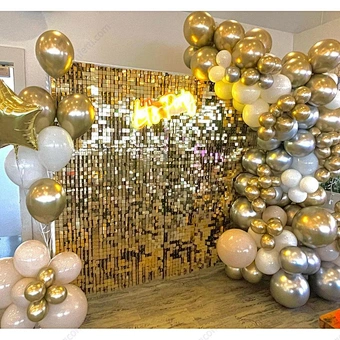 Event Square Party Wall Decoration Gold Black Fish Design Christmas 30cm Metallic Backdrop Panel Pet Background Sequin Shimmer