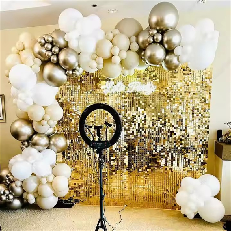 Wedding Supplies Shiny Glitter Sequins Board Silver Gold Shimmer Sequin Panel Interior Wall Panel Decoration Backdrop