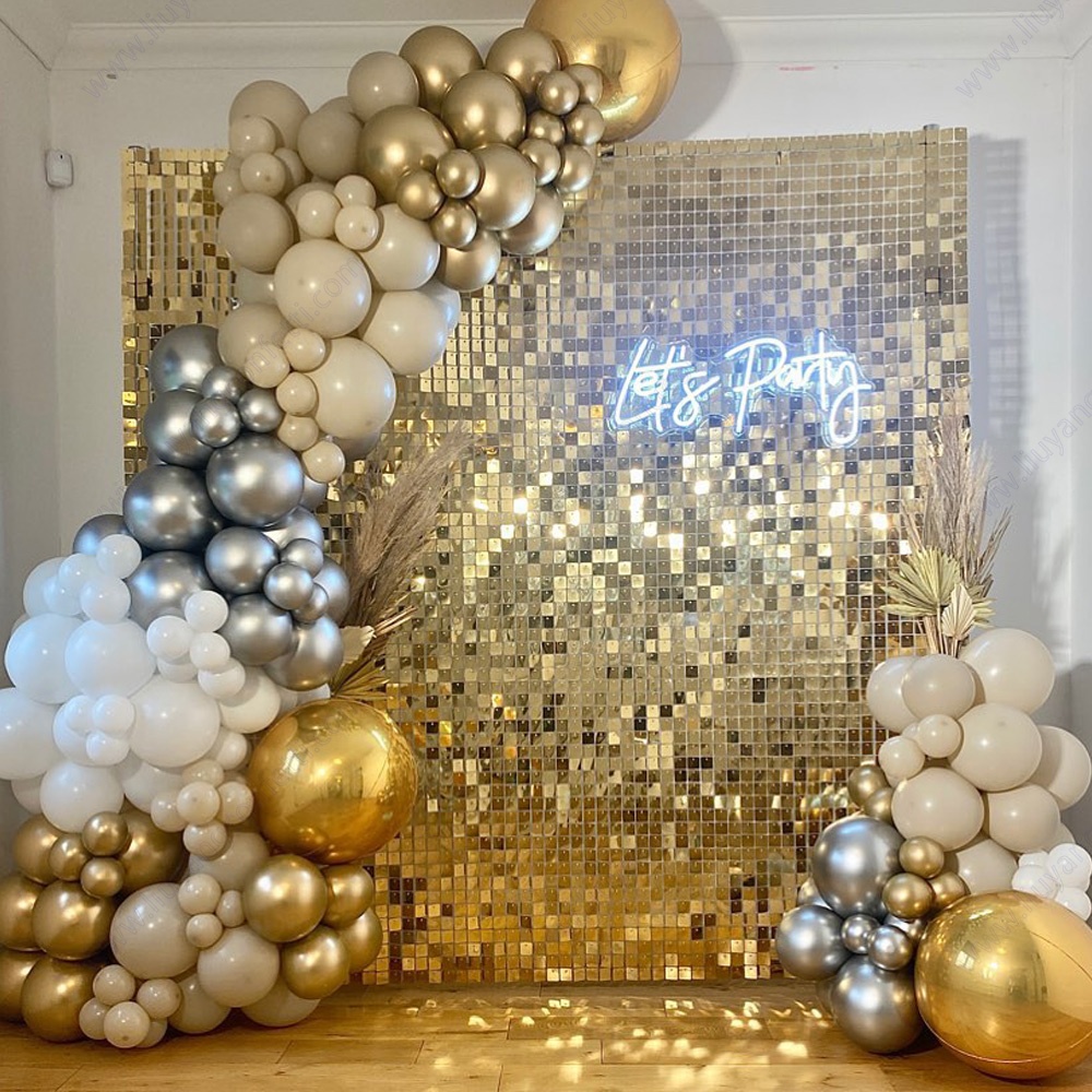 Air Activate 3D Shiny Shimmer Square Sequin Wall Panel Board For Wedding Events Festival Backdrop Sign Birthday Party Decoration