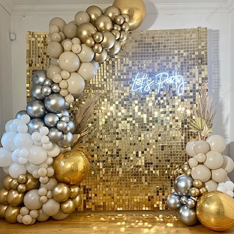 Air Activate 3D Shiny Shimmer Square Sequin Wall Panel Board For Wedding Events Festival Backdrop Sign Birthday Party Decoration