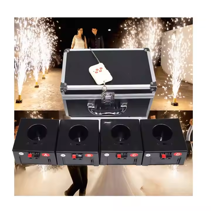 Fireworks Fountain Stage Decoration Party Wedding 1 small transmitter 4 firing units 1 flight case cold firework system set