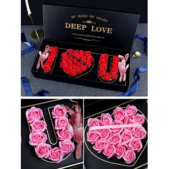Valentines Personalised Romantic Valentine's Rose Flower Box Wholesale I Love You Shape Quality Set Gifts For Valentine Days