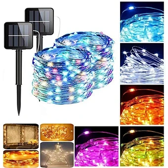 LED Outdoor Solar String Lights 5M/10M/20M Fairy Christmas Party Decorative Light Garland Solar Garden Waterproof