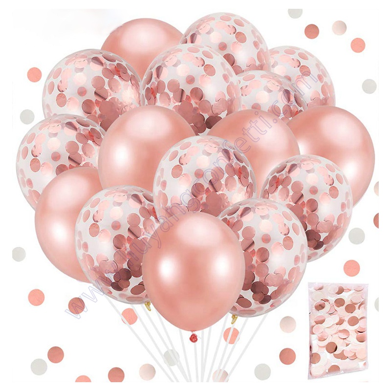 12 Inch Transparent Latex Rose Gold Sequin Gender Reveal Clear Globos Party Hot Sell Wedding Decoration Confetti Balloon