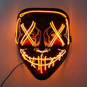 Decoration Costume Kids Adult Led Glowing Black V Word With Blood Horror Facepiece Outfit 2023 Hot Sale Halloween Mask