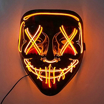 Decoration Costume Kids Adult Led Glowing Black V Word With Blood Horror Facepiece Outfit 2023 Hot Sale Halloween Mask