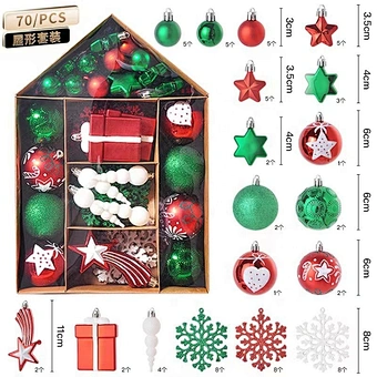 70Pcs Painted Plastic Decorative Tree Ornaments 6cm Hanging Christmas Ball For New Year Christmas