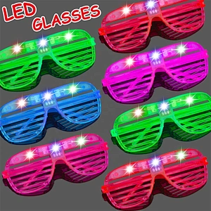 Light Up Led Glasses 5 Colors Glow In The Dark Party Supplies Neon Favor Kids Adult Birthday Christmas Shutter Shades Sunglasses