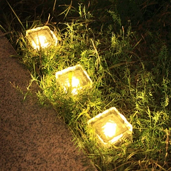 Garden Courtyard Pathway Patio Outdoor Decoration Waterproof Led Decorative Paving Rgb Solar Brick Ice Cube Light