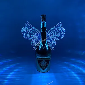 LED luminous butterfly wings champagne head flash stick wine set colorful flash stick bar night light dual use