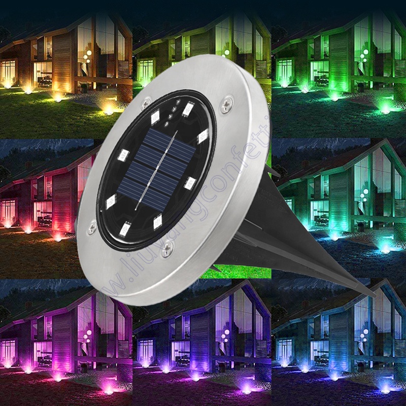 Colored Disk Garden Waterproof Landscape Lighting Yard Lawn Patio Pathway Walkway Driveway Changing Color Solar Ground Light
